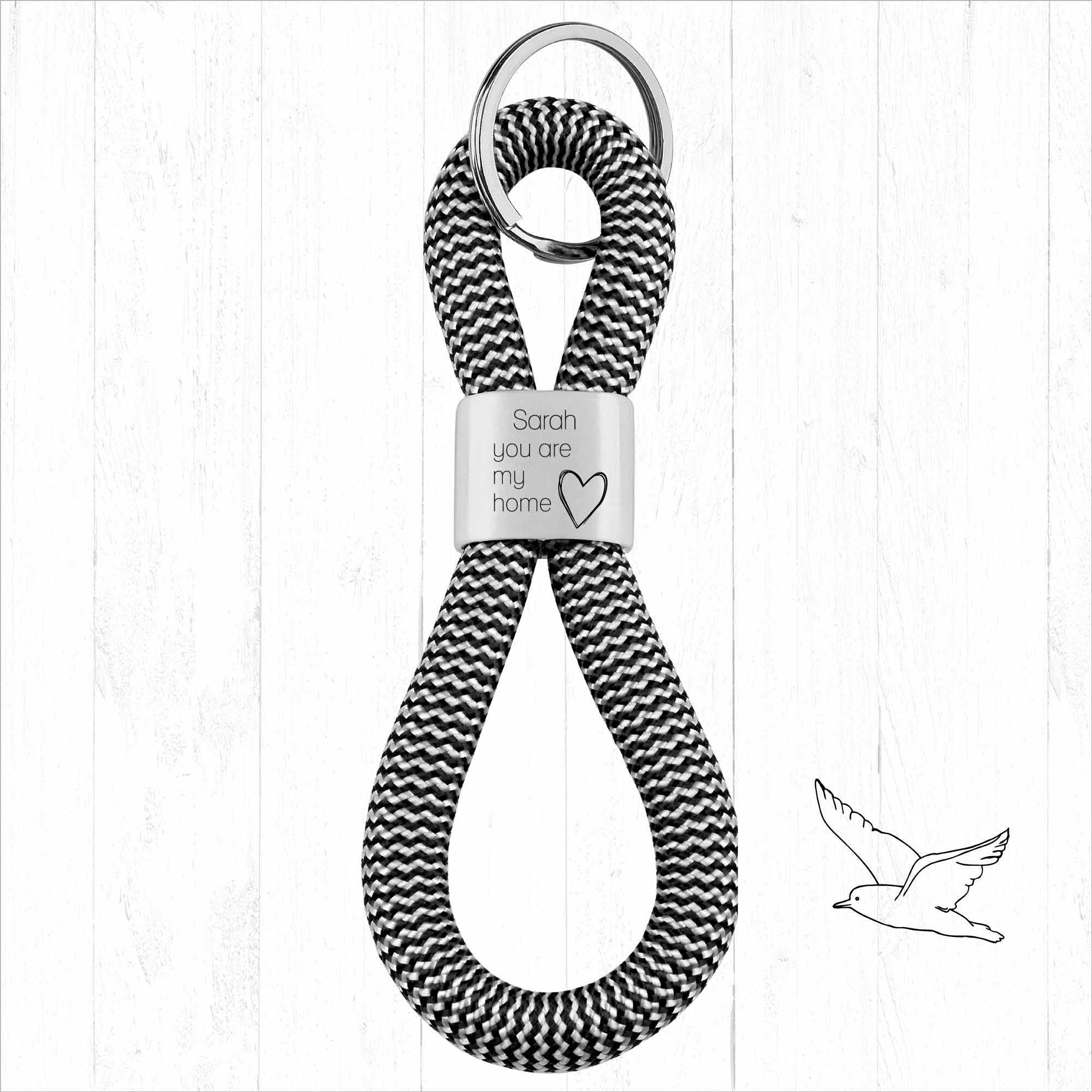 Personalisierter Schlüsselanhänger Segeltau |Gravur  You are my home + Wunschtext | Geschenk Freund | Liebe | Einzug | Jahrestag | Name