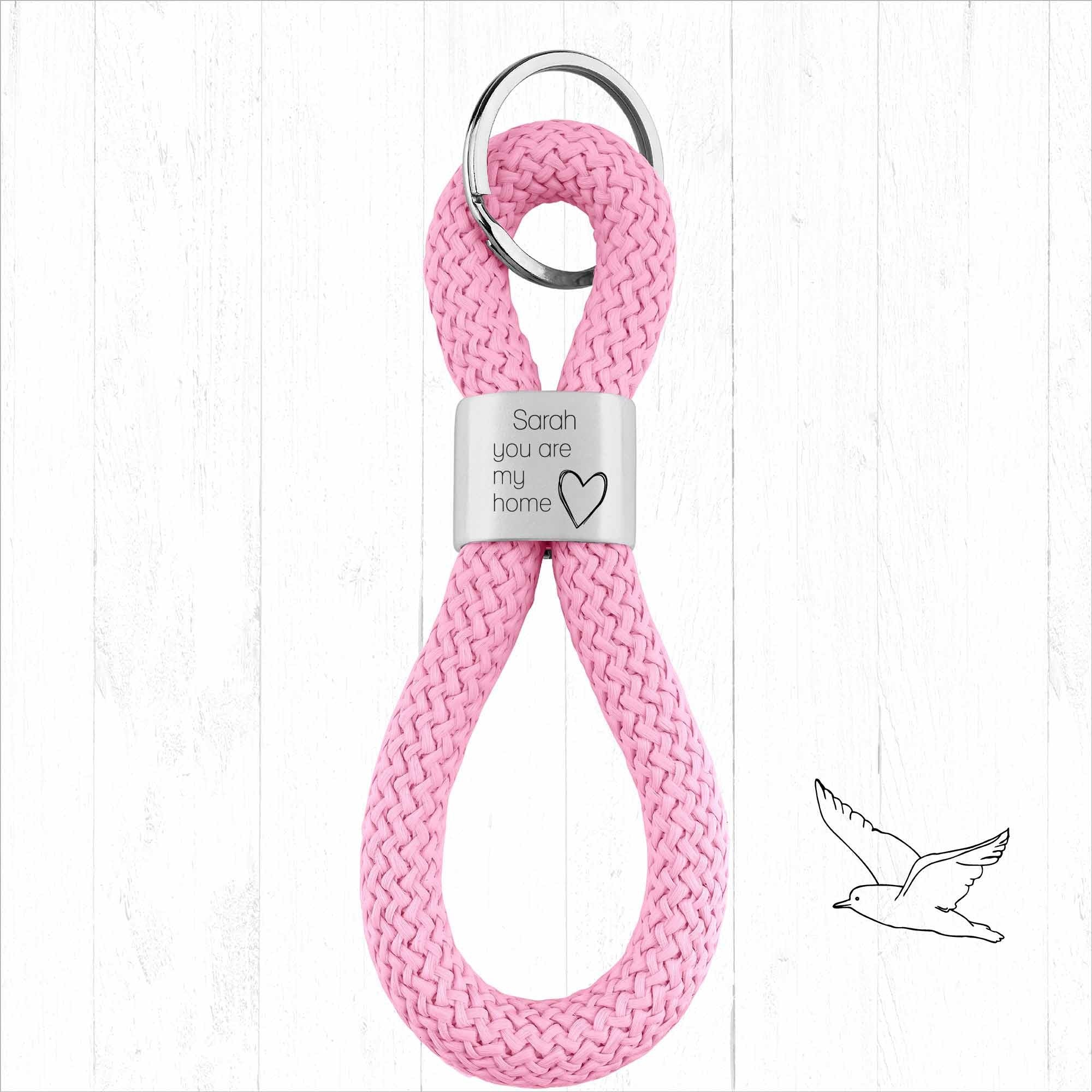 Personalisierter Schlüsselanhänger Segeltau |Gravur  You are my home + Wunschtext | Geschenk Freund | Liebe | Einzug | Jahrestag | Name