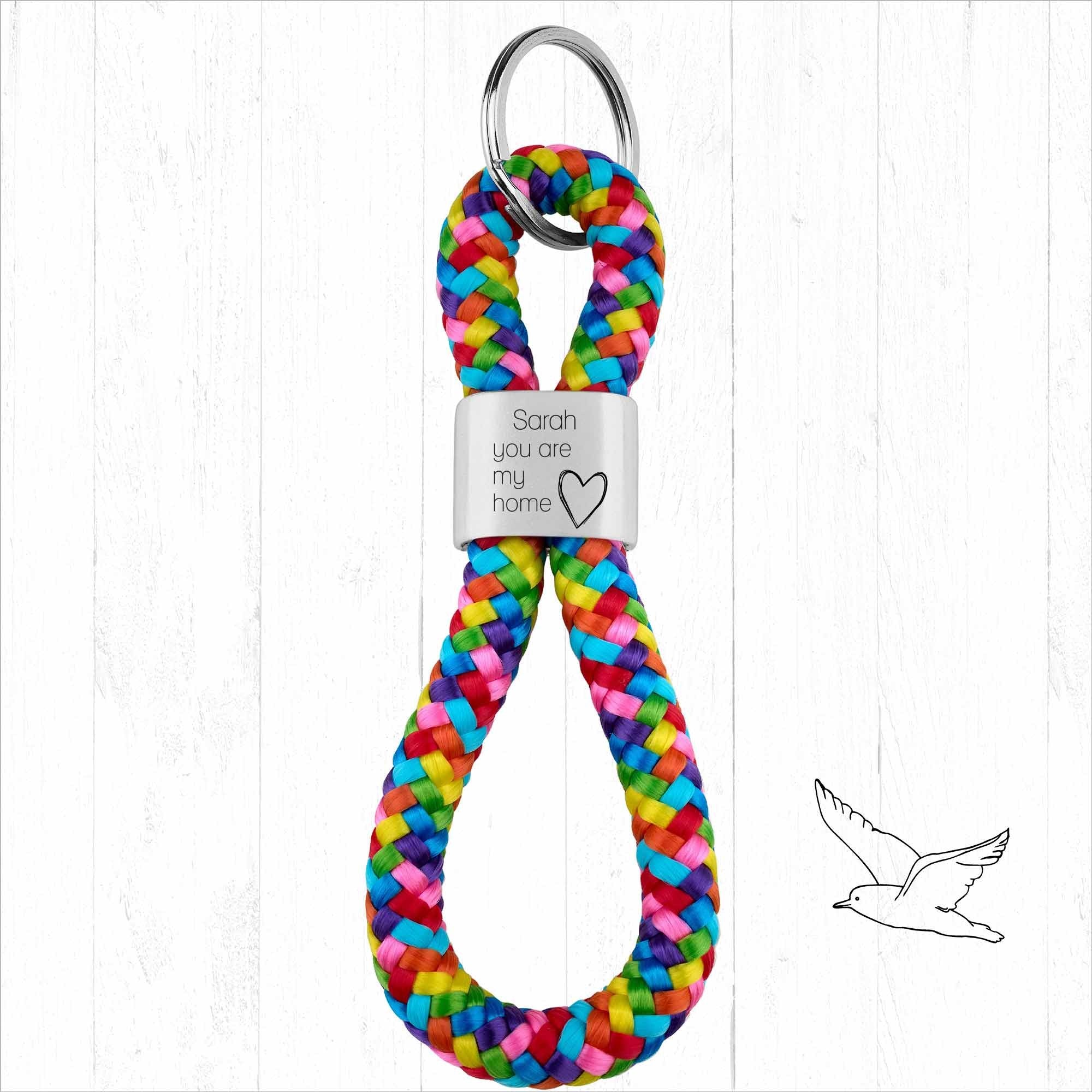 Personalisierter Schlüsselanhänger Segeltau |Gravur  You are my home + Wunschtext | Geschenk Freund | Liebe | Einzug | Jahrestag | Name