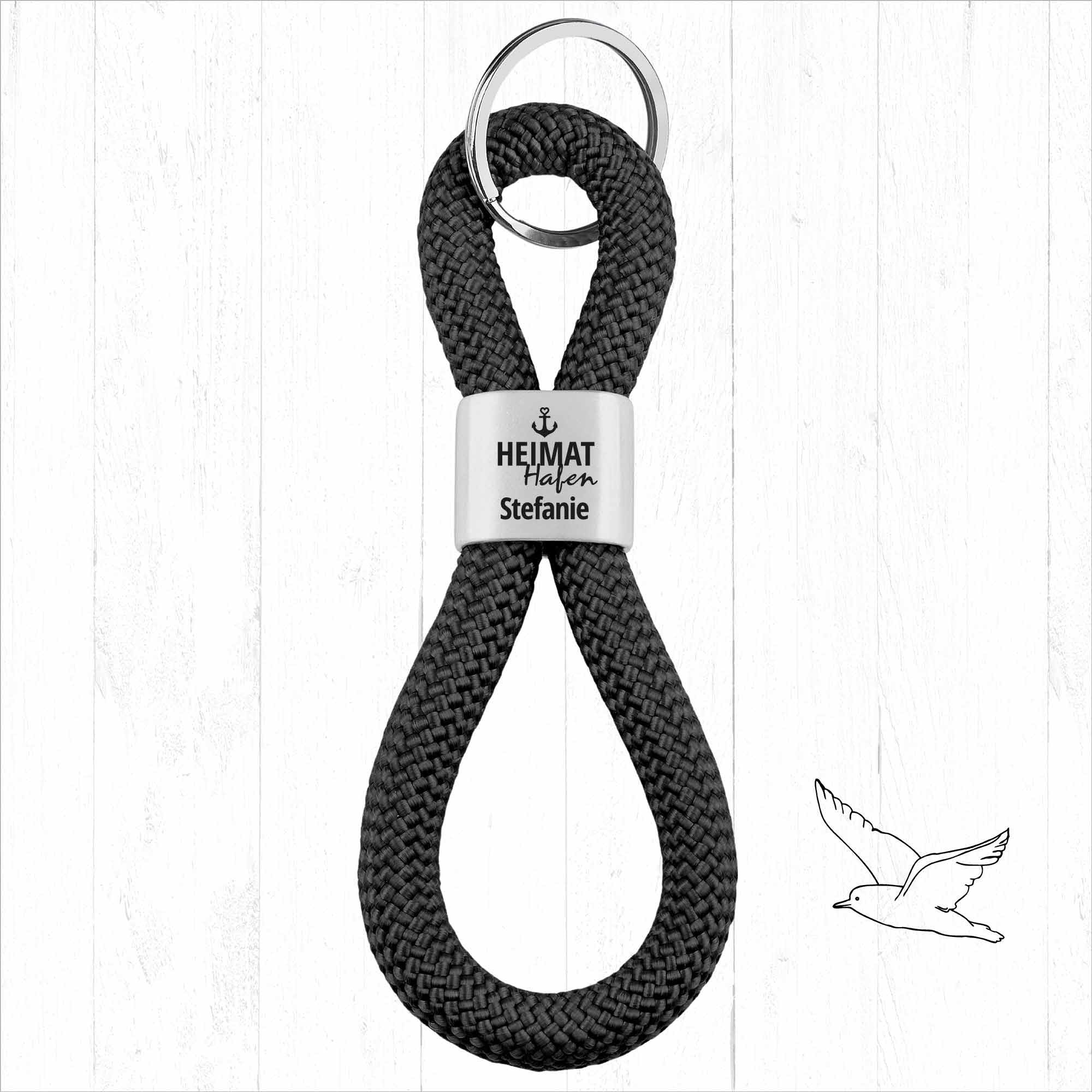 Personalisierter Schlüsselanhänger Segeltau | Gravur Heimathafen + Wunschtext | Geschenk Einzug | Anker | Koordinaten | Heimatliebe