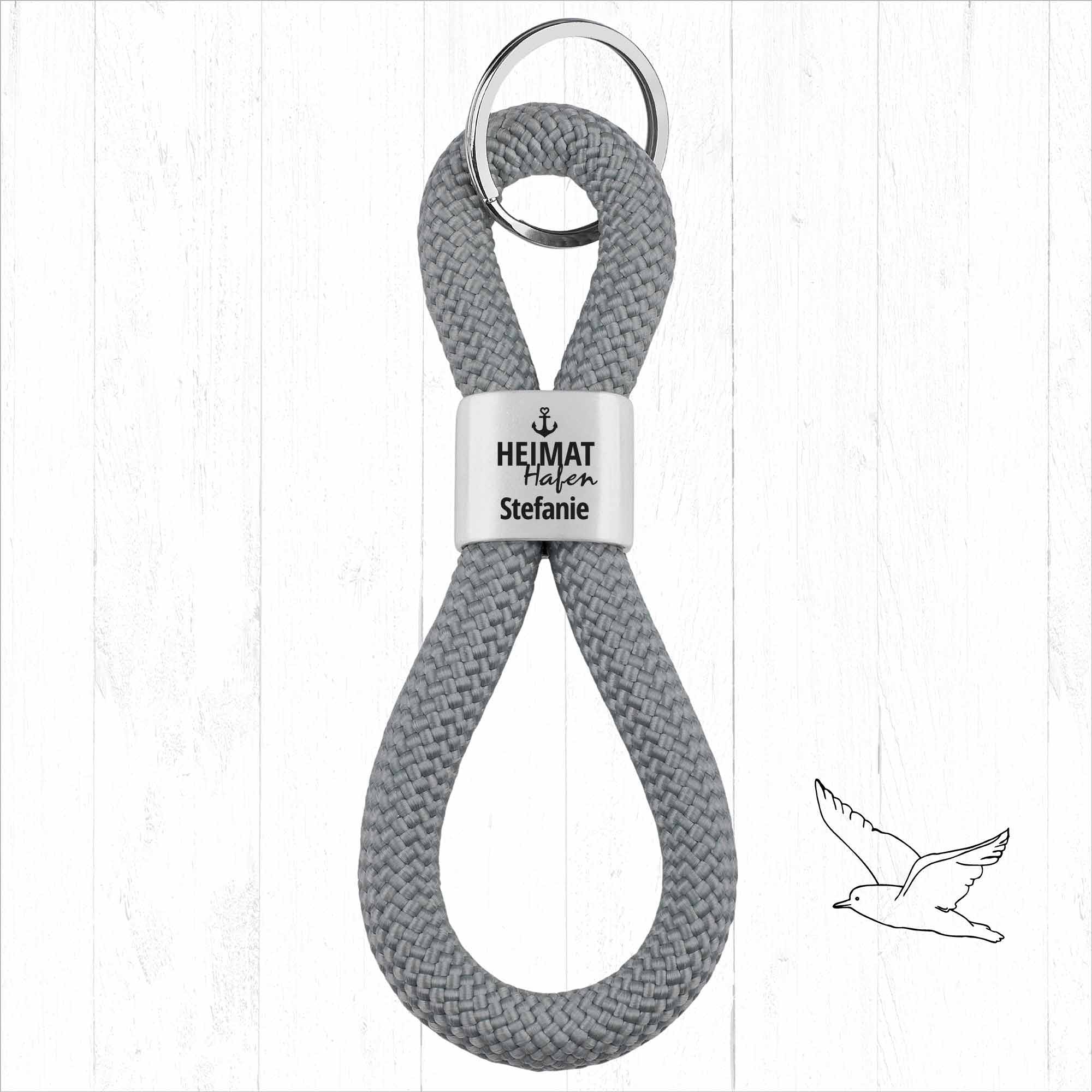 Personalisierter Schlüsselanhänger Segeltau | Gravur Heimathafen + Wunschtext | Geschenk Einzug | Anker | Koordinaten | Heimatliebe