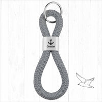 Personalisierter Schlüsselanhänger Segeltau | Gravur Anker + Wunschtext | Maritimes Geschenk | Nordsee | Ostsee | Koordinaten | Urlaub