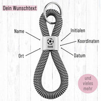 Personalisierter Schlüsselanhänger Segeltau |Gravur  Fußball + Wunschtext | Geschenk Männer | Verein | Trainer | Spieler | Name
