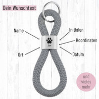 Personalisierter Schlüsselanhänger Segeltau | Gravur Pfote + Wunschtext | Hunde Mama Geschenk | Tiername| Name | Hundeliebe