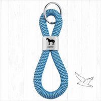 Personalisierter Schlüsselanhänger Segeltau | Gravur Pferd + Wunschtext | Geschenk Mädchen | Name | Pony | Reiten | Tiername