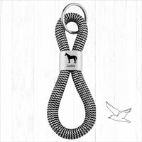 Personalisierter Schlüsselanhänger Segeltau | Gravur Pferd + Wunschtext | Geschenk Mädchen | Name | Pony | Reiten | Tiername