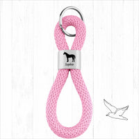 Personalisierter Schlüsselanhänger Segeltau | Gravur Pferd + Wunschtext | Geschenk Mädchen | Name | Pony | Reiten | Tiername
