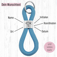 Personalisierter Schlüsselanhänger Segeltau | Gravur Fisch + Wunschtext | Geschenk Kommunion | Konfirmation | Taufe | Bibelvers | Name